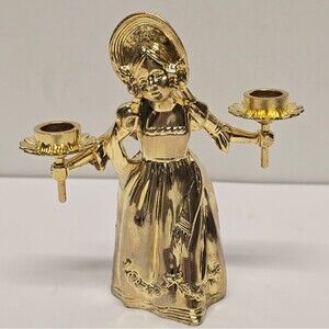 Antique Mary Gregory Gold Pewter Dinner Table Candle Holder Or Snuffer